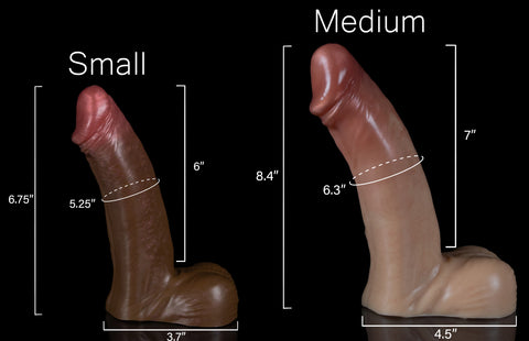 Hunter - Realistic Platinum Silicone Dildo - Dimensions