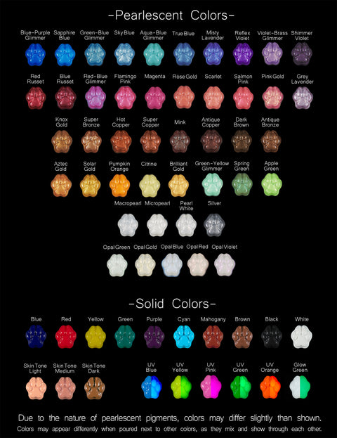 All of our color selections for our custom fantasy silicone sex toys.