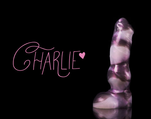 Thumbnail for Charlie, an uncut knotted fantasy dildo.