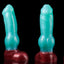 All angles of Charlie, a knotted silicone fantasy dildo.